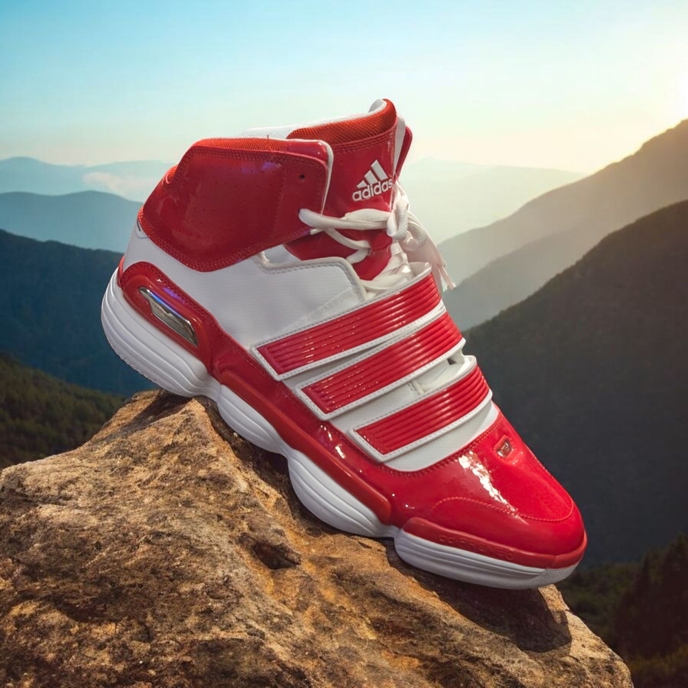 Adidas Men's Bold Red and White Athletic Sneakers
